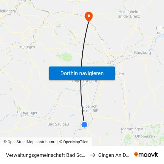 Verwaltungsgemeinschaft Bad Schussenried to Gingen An Der Fils map