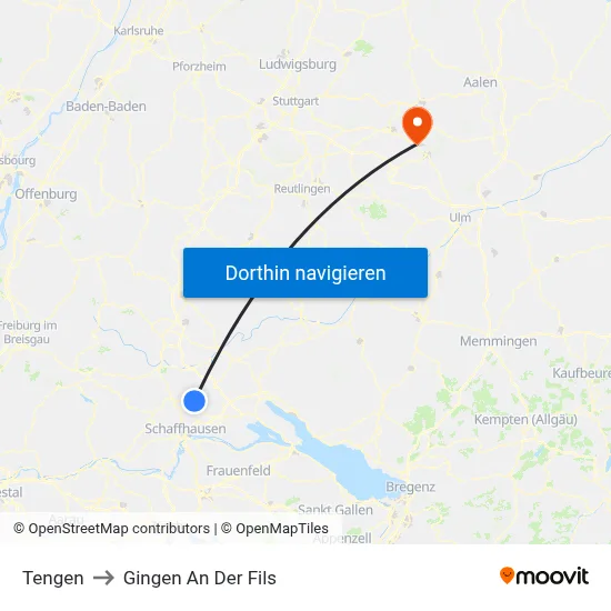 Tengen to Gingen An Der Fils map