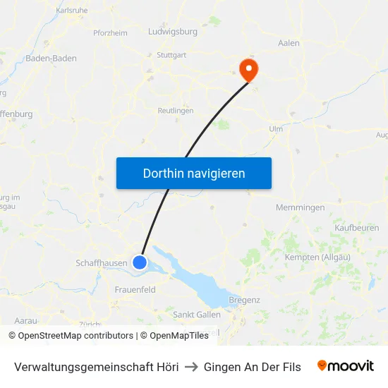 Verwaltungsgemeinschaft Höri to Gingen An Der Fils map