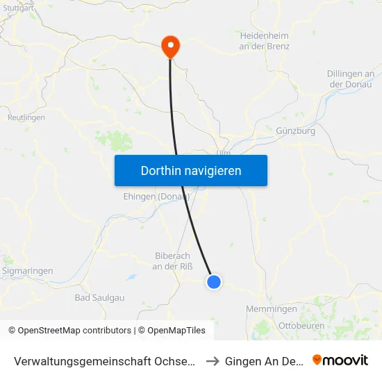Verwaltungsgemeinschaft Ochsenhausen to Gingen An Der Fils map