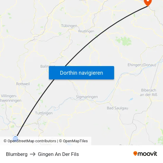 Blumberg to Gingen An Der Fils map