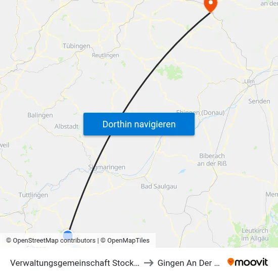 Verwaltungsgemeinschaft Stockach to Gingen An Der Fils map