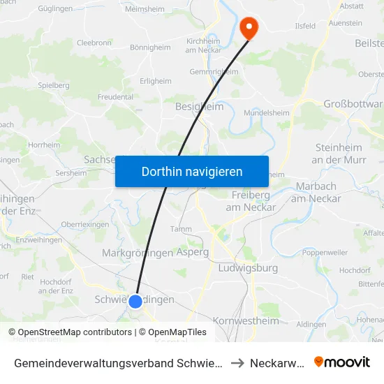 Gemeindeverwaltungsverband Schwieberdingen-Hemmingen to Neckarwestheim map