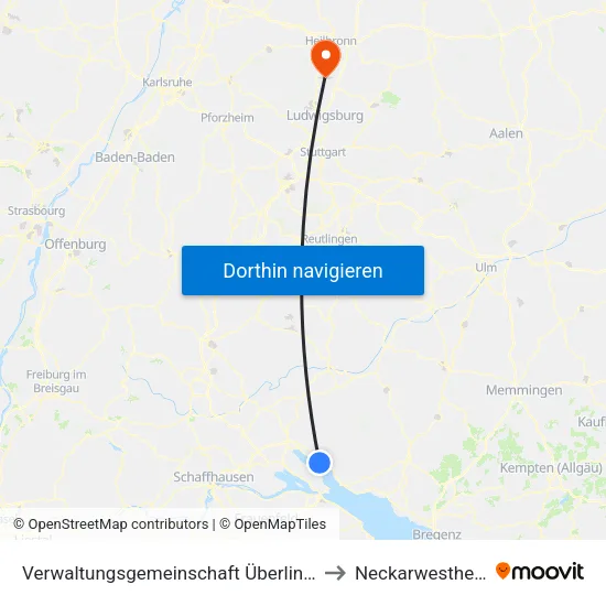 Verwaltungsgemeinschaft Überlingen to Neckarwestheim map