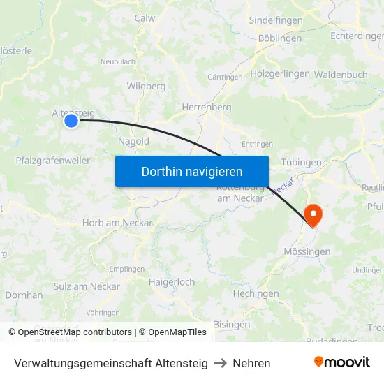 Verwaltungsgemeinschaft Altensteig to Nehren map