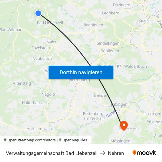Verwaltungsgemeinschaft Bad Liebenzell to Nehren map