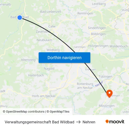 Verwaltungsgemeinschaft Bad Wildbad to Nehren map