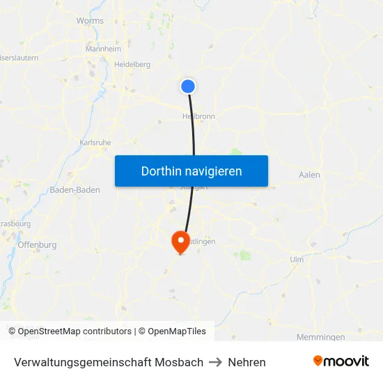 Verwaltungsgemeinschaft Mosbach to Nehren map
