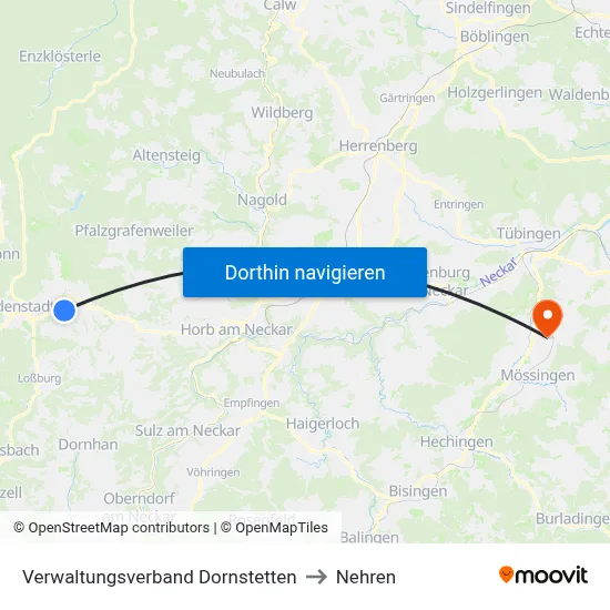 Verwaltungsverband Dornstetten to Nehren map