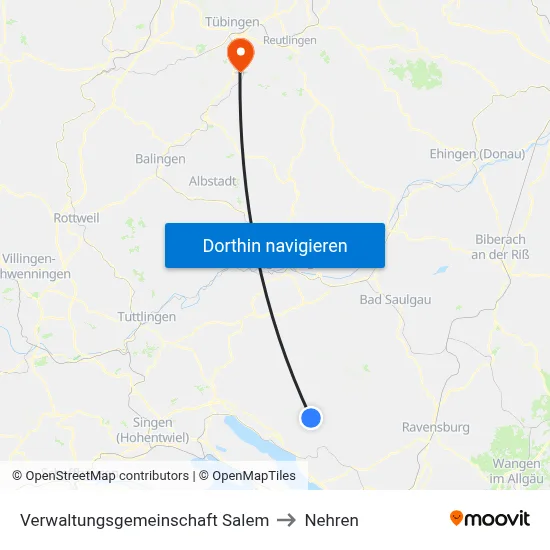 Verwaltungsgemeinschaft Salem to Nehren map