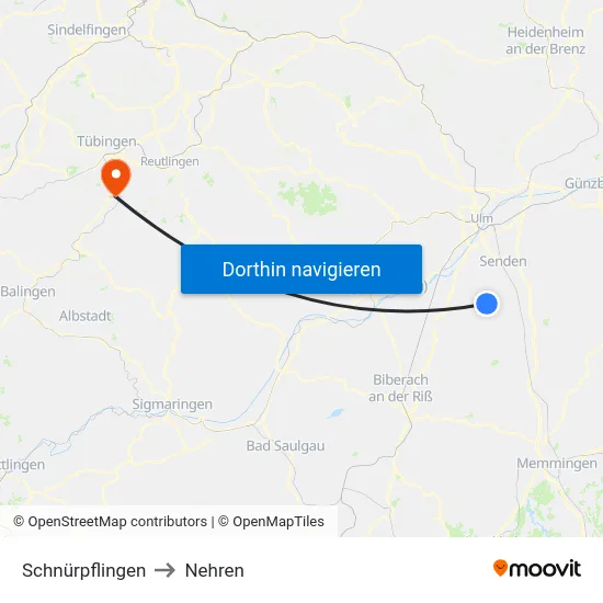 Schnürpflingen to Nehren map