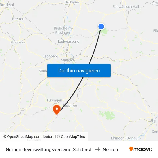 Gemeindeverwaltungsverband Sulzbach to Nehren map