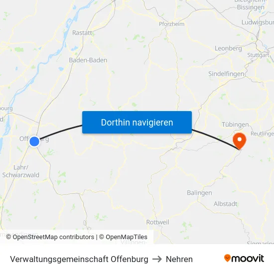 Verwaltungsgemeinschaft Offenburg to Nehren map