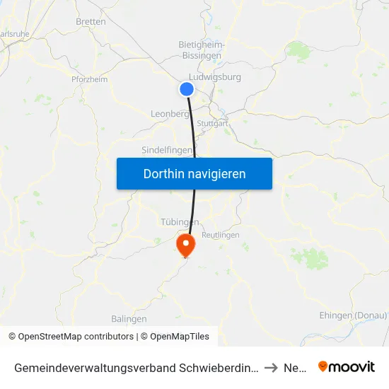 Gemeindeverwaltungsverband Schwieberdingen-Hemmingen to Nehren map