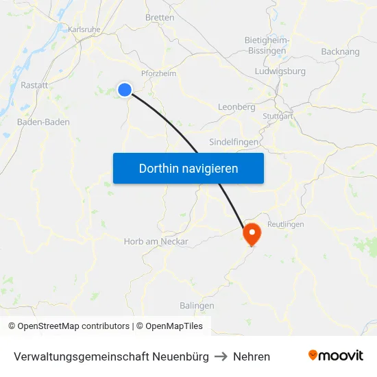 Verwaltungsgemeinschaft Neuenbürg to Nehren map