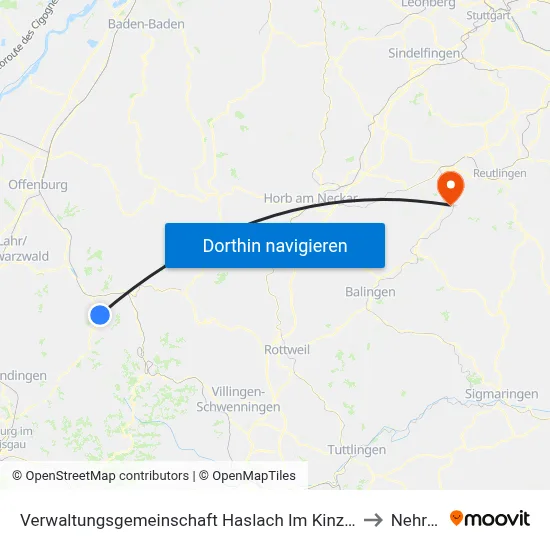 Verwaltungsgemeinschaft Haslach Im Kinzigtal to Nehren map