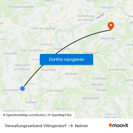 Verwaltungsverband Villingendorf to Nehren map
