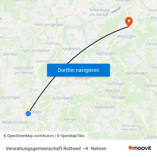 Verwaltungsgemeinschaft Rottweil to Nehren map