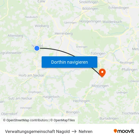 Verwaltungsgemeinschaft Nagold to Nehren map