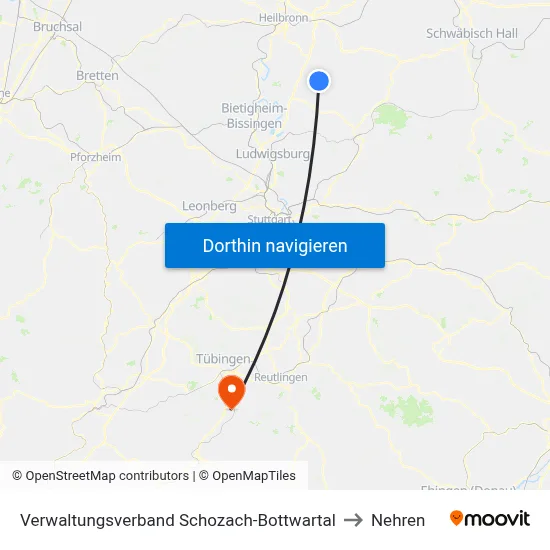 Verwaltungsverband Schozach-Bottwartal to Nehren map