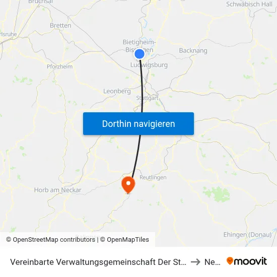 Vereinbarte Verwaltungsgemeinschaft Der Stadt Bietigheim-Bissingen to Nehren map