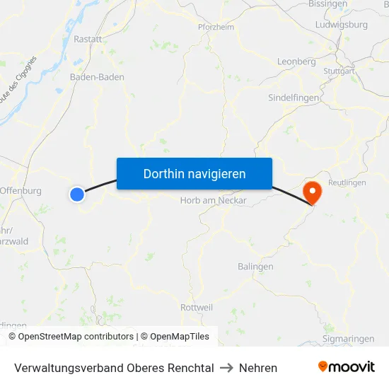 Verwaltungsverband Oberes Renchtal to Nehren map