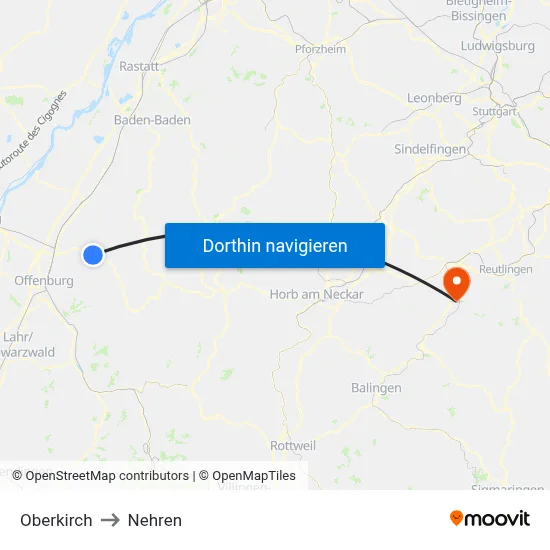 Oberkirch to Nehren map