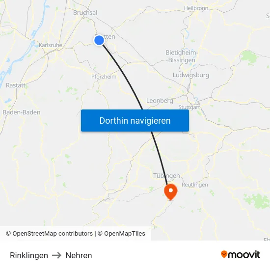 Rinklingen to Nehren map