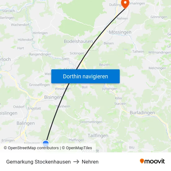Gemarkung Stockenhausen to Nehren map