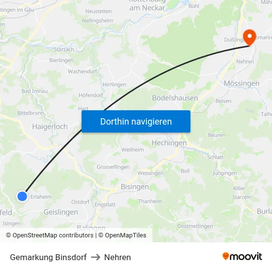 Gemarkung Binsdorf to Nehren map