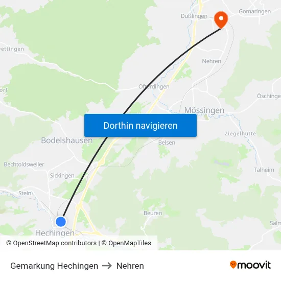 Gemarkung Hechingen to Nehren map