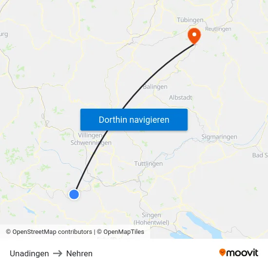 Unadingen to Nehren map