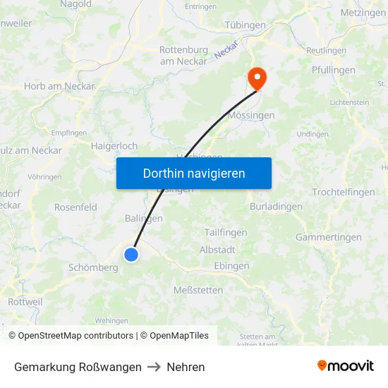 Gemarkung Roßwangen to Nehren map