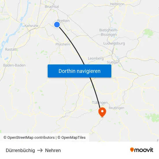 Dürrenbüchig to Nehren map