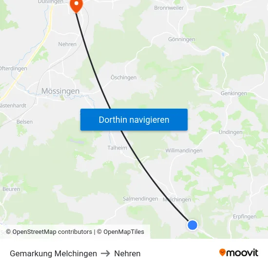 Gemarkung Melchingen to Nehren map