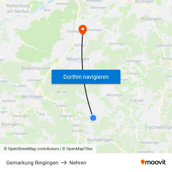Gemarkung Ringingen to Nehren map