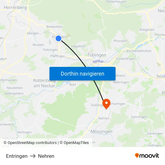 Entringen to Nehren map