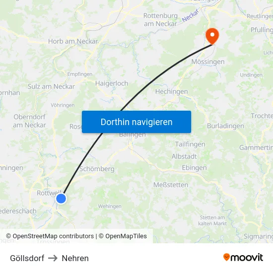 Göllsdorf to Nehren map