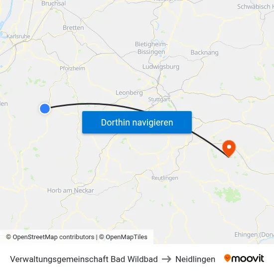 Verwaltungsgemeinschaft Bad Wildbad to Neidlingen map