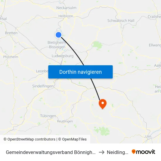 Gemeindeverwaltungsverband Bönnigheim to Neidlingen map