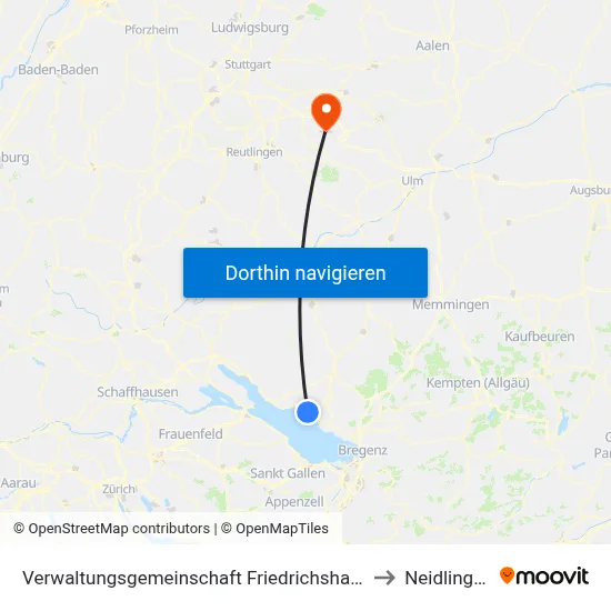 Verwaltungsgemeinschaft Friedrichshafen to Neidlingen map