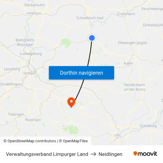 Verwaltungsverband Limpurger Land to Neidlingen map