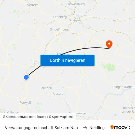 Verwaltungsgemeinschaft Sulz am Neckar to Neidlingen map