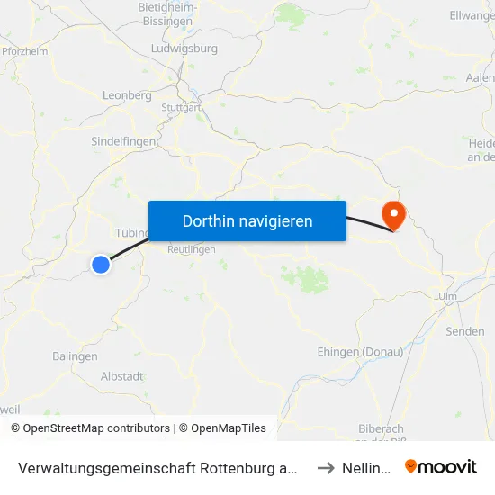 Verwaltungsgemeinschaft Rottenburg am Neckar to Nellingen map