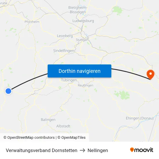 Verwaltungsverband Dornstetten to Nellingen map