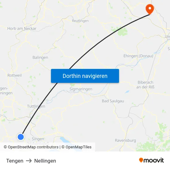 Tengen to Nellingen map