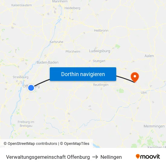 Verwaltungsgemeinschaft Offenburg to Nellingen map