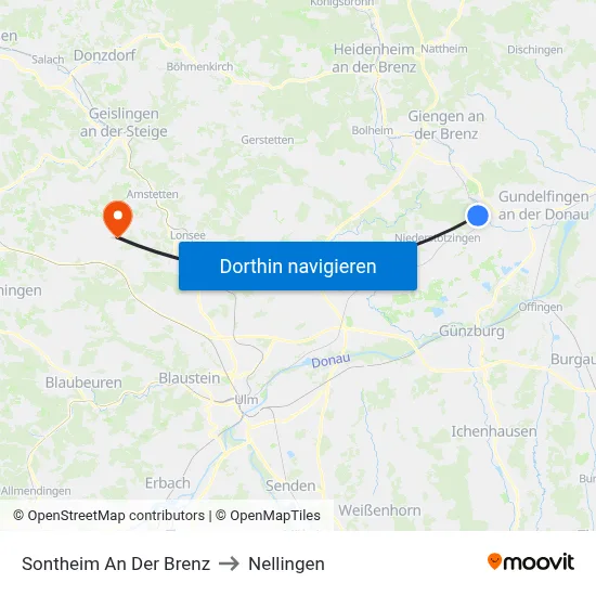 Sontheim An Der Brenz to Nellingen map