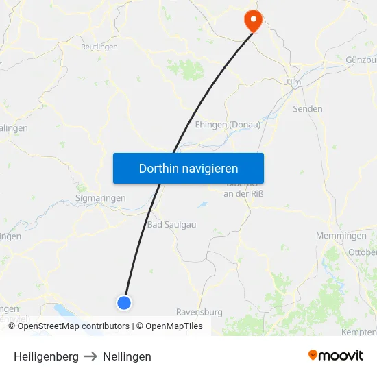 Heiligenberg to Nellingen map