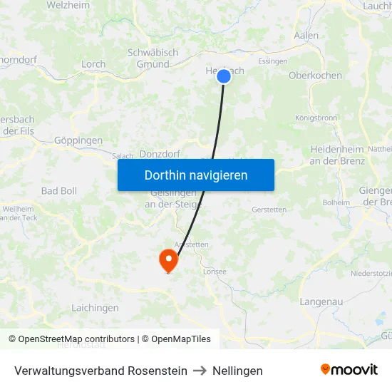 Verwaltungsverband Rosenstein to Nellingen map